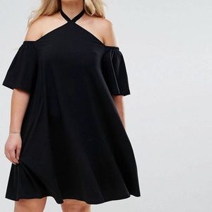 ASOS Curve Black off shoulder dress